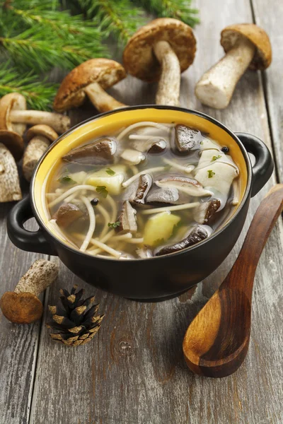 Sopa de cogumelos na mesa — Fotografia de Stock