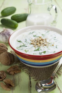 salatalık, yoğurt ve ceviz ile yaz çorbası