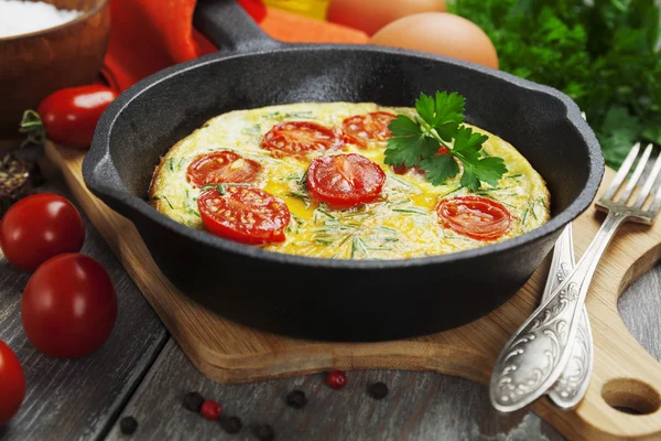 Domatesli omlet.