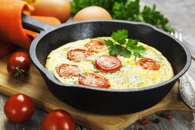 Domatesli omlet.