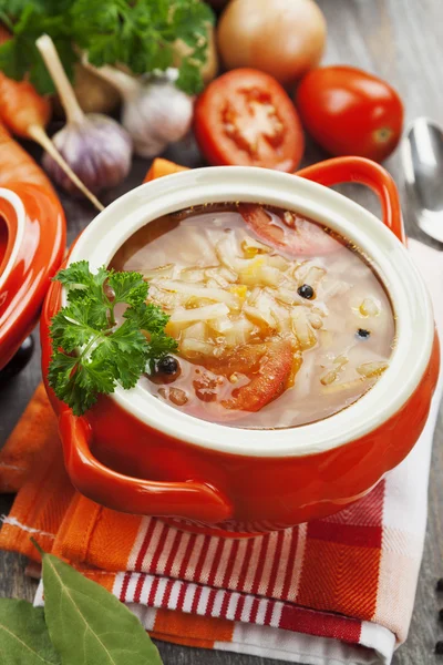 Cabbage soup with meat — Stock Photo, Image