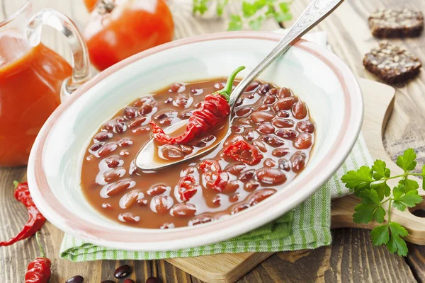 Chili zupa z czerwonej fasoli i zieleni — Zdjęcie stockowe