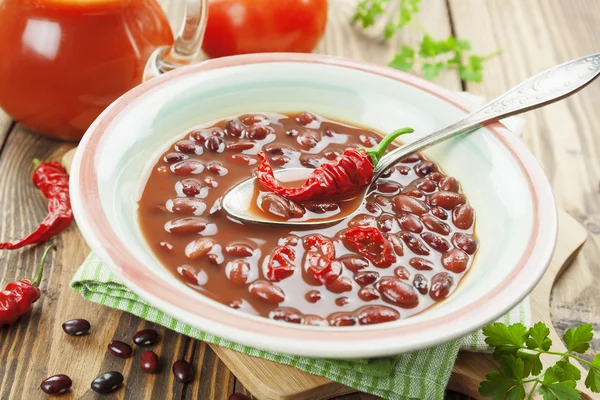 Acılı çorba, Kuru fasulye ve yeşillik