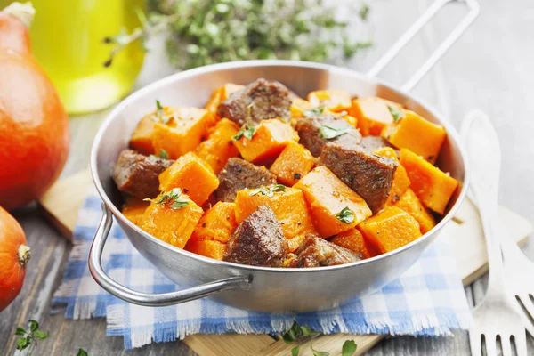 Baked pumpkin with meat — Stock Photo, Image