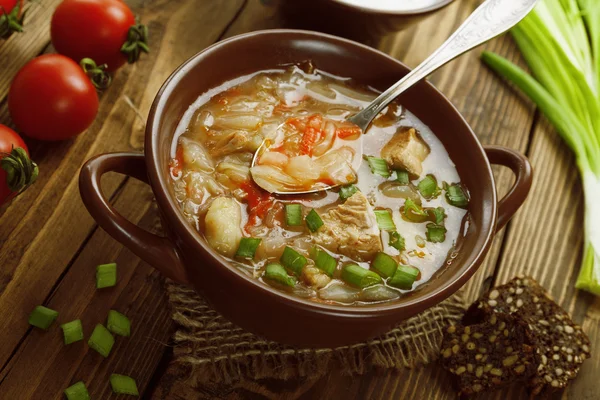 Soup with cabbage and meat — Stock Photo, Image