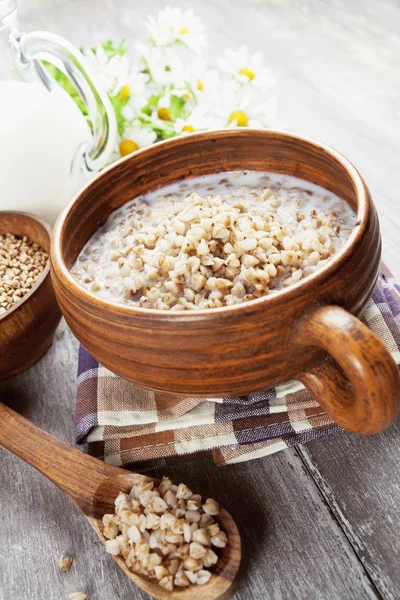 Gachas de trigo sarraceno con leche — Foto de Stock