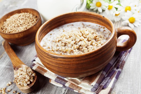 Gachas de trigo sarraceno con leche — Foto de Stock