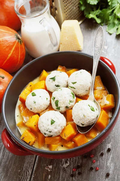 Baked pumpkin and chicken meatballs — Stock Photo, Image