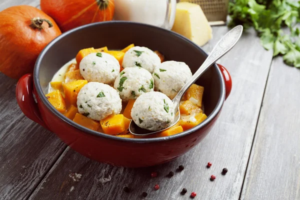 Baked pumpkin and chicken meatballs — Stock Photo, Image