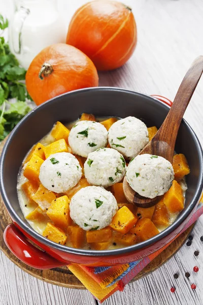 Baked pumpkin and chicken meatballs — Stock Photo, Image