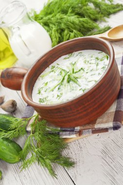 salatalık, yoğurt ve taze otlar ile yaz çorbası