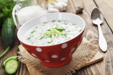 salatalık, yoğurt ve taze otlar ile yaz çorbası