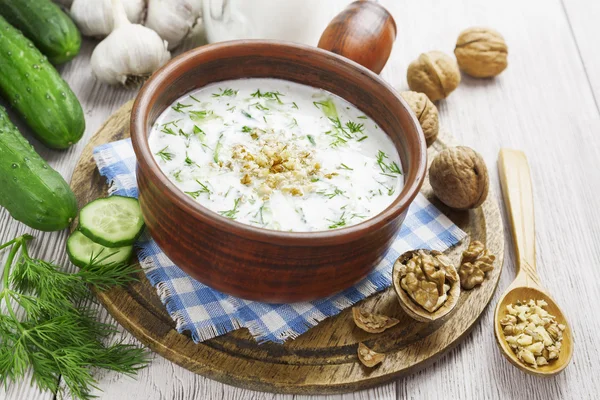 Tarator, bulgarian sour milk soup — Stock Photo, Image