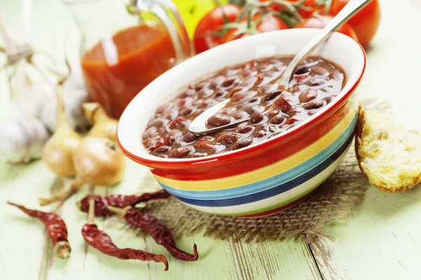 Polévka s červenou fazolí — Stock fotografie