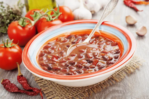 Polévka s červenou fazolí — Stock fotografie