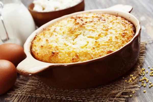 Casserole with millet and curd — Stock Photo, Image