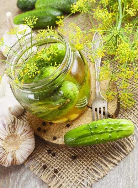 Canned cucumbers — Stock Photo, Image