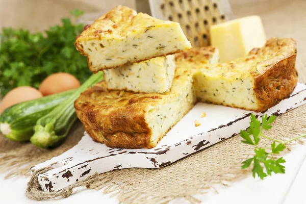 Zucchini pie with cheese and herbs — Stock Photo, Image