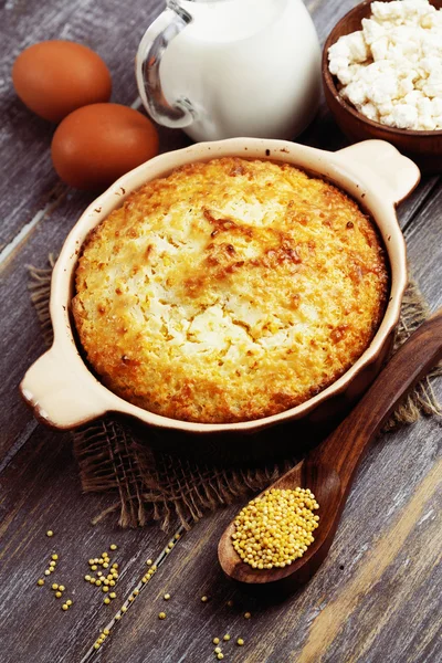 Casserole with millet and curd — Stock Photo, Image