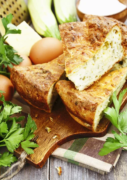 Zucchini pie with cheese and herbs — Stock Photo, Image