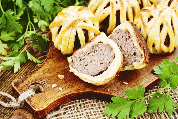 Meat balls baked in pastry — Stock Photo, Image
