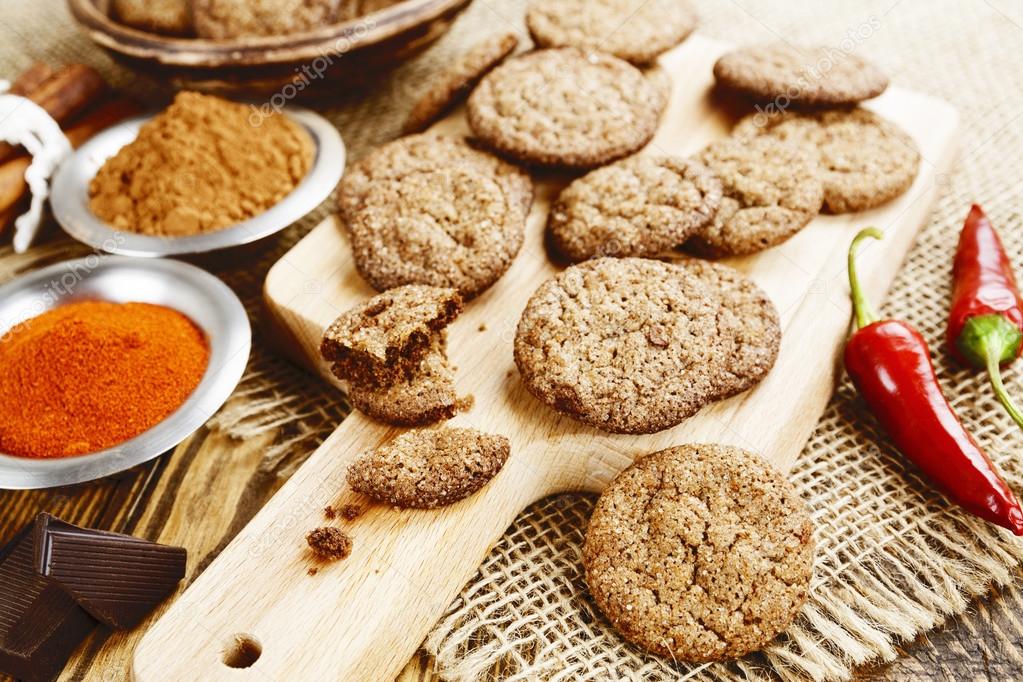 Chocolate cookies with chili pepper 