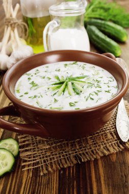 salatalık, yoğurt ve taze otlar ile yaz çorbası