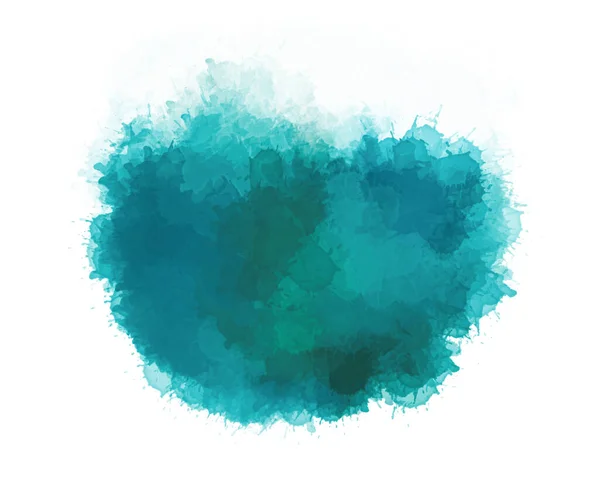 Цифровой Рисунок Зеленых Синих Тонах Пятна Краски Выделены Белом Фоне — стоковое фото