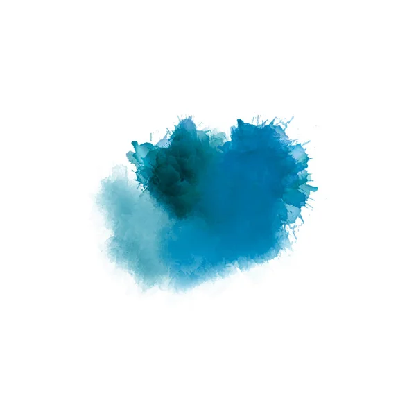 蓝蓝相间的艺术绘画 多种颜色的油漆在白色背景上被隔离 摘要水彩画 当代艺术品 — 图库照片