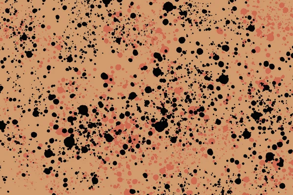 Tinta Redonda Brillante Negra Coral Azar Salpica Sobre Fondo Terracota —  Fotos de Stock
