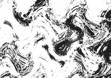Beyaz arka planda soyut siyah boya lekeleri var. Sanatsal fırça darbeleri. Tek renkli grunge dokusu