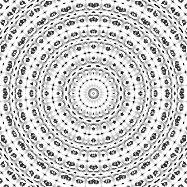 Kukka Kaleidoskooppinen Kuvio Yksivärinen Geometrinen Koriste Mandala Tiivistelmä Mustavalkoinen Tausta — kuvapankkivalokuva