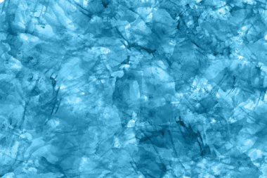 Soyut mavi suluboya arka plan. Renkli akvaryum boya dokusu. Fırça darbeleri. Canlı mürekkep lekesi deseni. Boya sıçraması. Modern resim.