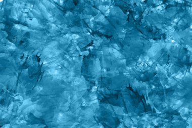 Soyut mavi suluboya arka plan. Renkli akvaryum boya dokusu. Fırça darbeleri. Canlı mürekkep lekesi deseni. Boya sıçraması. Modern resim.