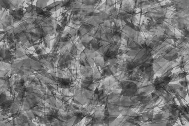 Soyut siyah beyaz resim. Kuru fırça boyalı kağıt, tuval, duvar. Desenli tek renkli arkaplan.