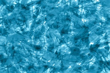 Soyut mavi suluboya arka plan. Renkli akvaryum boya dokusu. Fırça darbeleri. Canlı mürekkep lekesi deseni. Boya sıçraması. Modern resim.