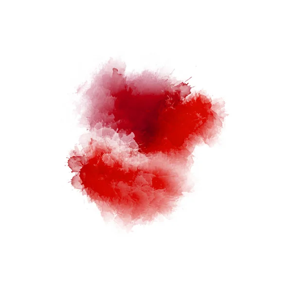 数字绘画红色调色板振动无序墨水笔触隔离在白色背景水彩花抽象纹理创作草图 — 图库照片