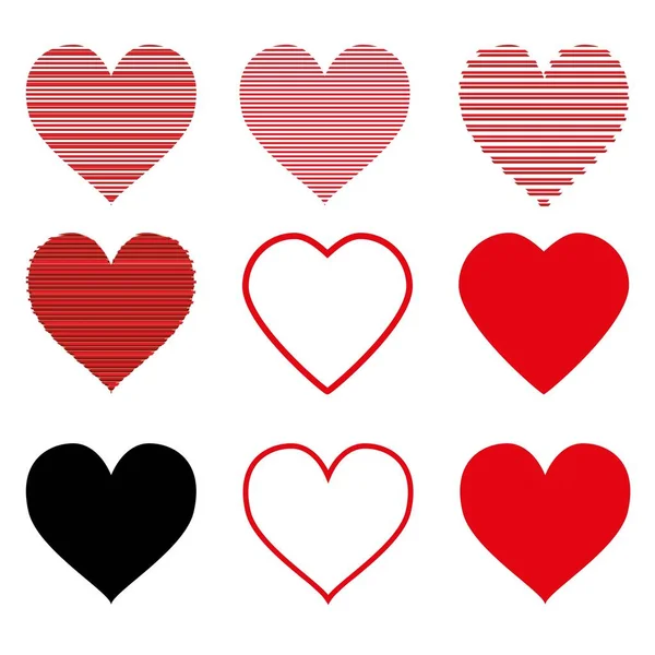 Ícones Coração Vetorial Fundo Branco Símbolo Amor Tarja Objeto Isolado — Vetor de Stock