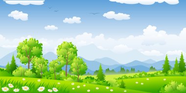 Summer landscape with trees clipart