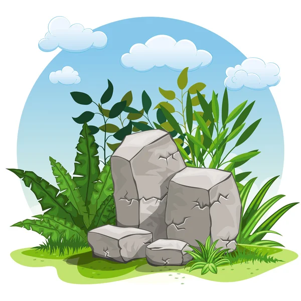 Ilustración de las piedras de dibujos animados sobre fondo blanco — Vector de stock