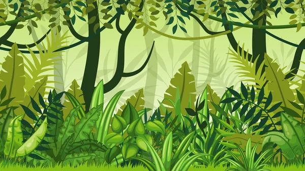 无缝自然丛林卡通风景 — 图库矢量图片