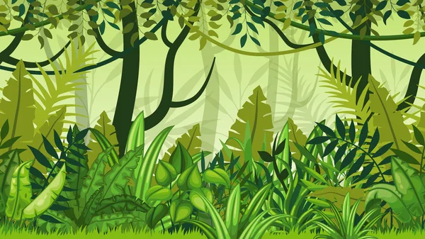 Seamless nature jungle cartoon landscape — Stock Vector