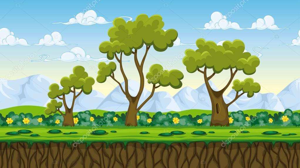 Seamless nature cartoon background, vector illustration with separate  layers Stock Vector Image by © #104580242