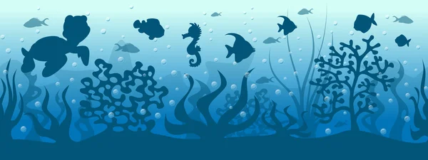 魚とシームレスな水中背景 — ストックベクタ