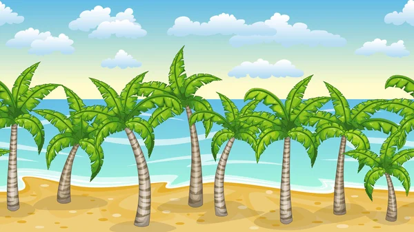 Varrat nélküli natur strand táj pálmafákkal — Stock Vector