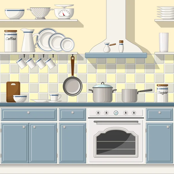Illusztráció: egy klasszikus konyha — Stock Vector