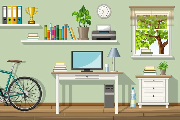 Illustratie van een klassieke homeoffice — Stockvector