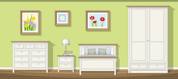 Ilustración de un dormitorio clásico — Vector de stock