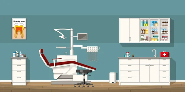 Εικονογράφηση ενός δωματίου οδοντίατρος — Διανυσματικό Αρχείο