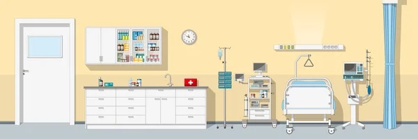 Ilustración una unidad de cuidados intensivos, panorama — Vector de stock